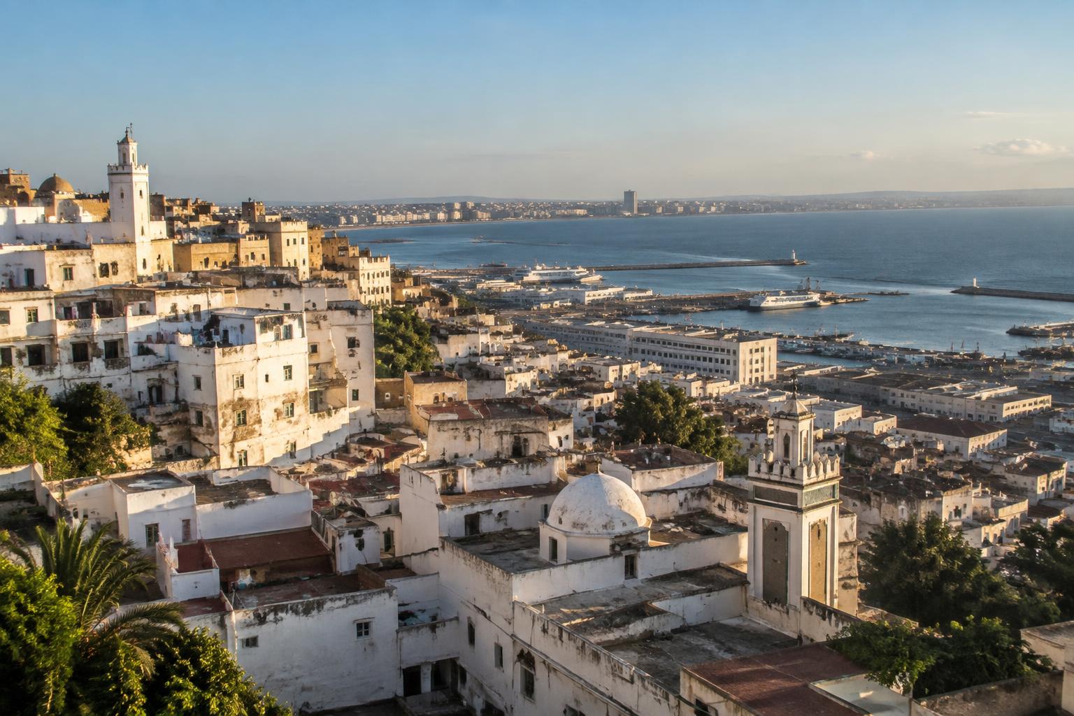 Casbah historique d'Alger et ses maisons blanches dominant le port et la baie