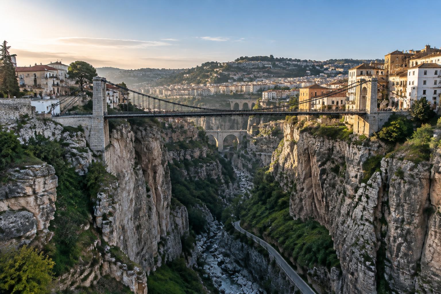 Pont suspendu de Constantine au-dessus des gorges profondes du Rhummel